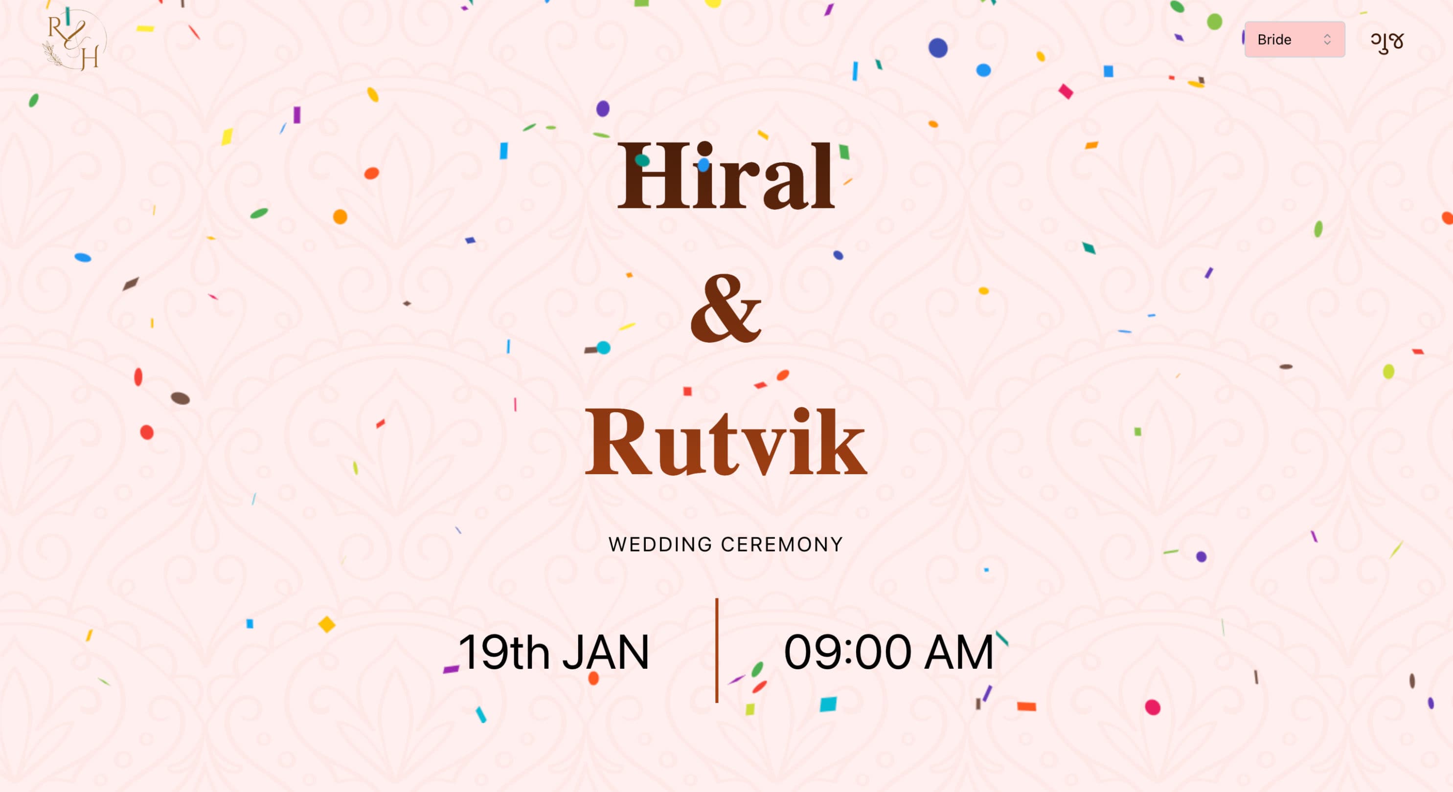 A personalized digital wedding invitation website